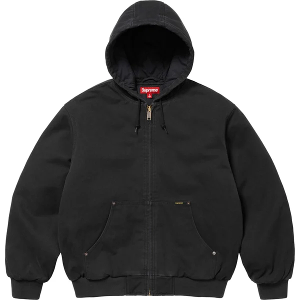 Supreme AOI Embroidered Hooded Work Jacket - Black (front)
