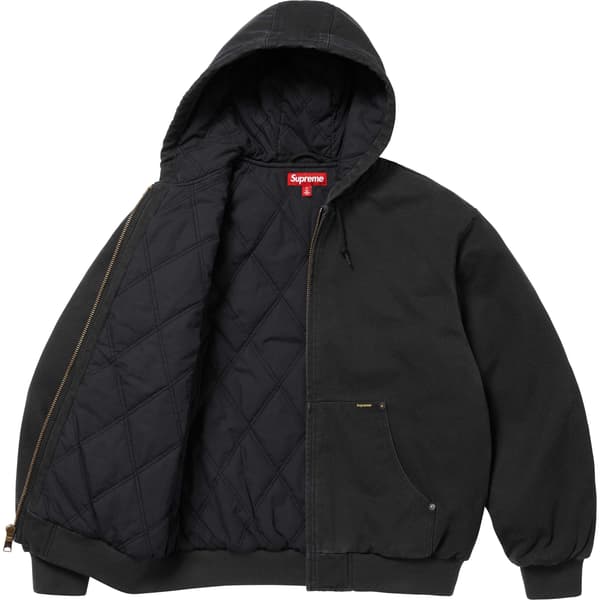 Supreme AOI Embroidered Hooded Work Jacket - Black (front)