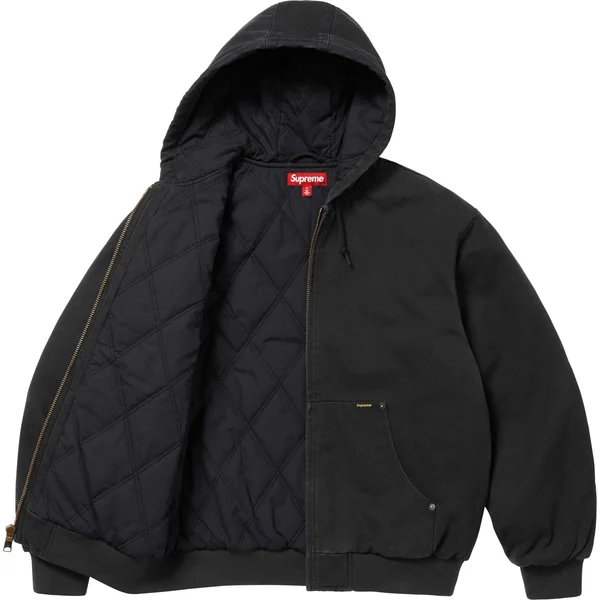 Supreme AOI Embroidered Hooded Work Jacket - Black (front)