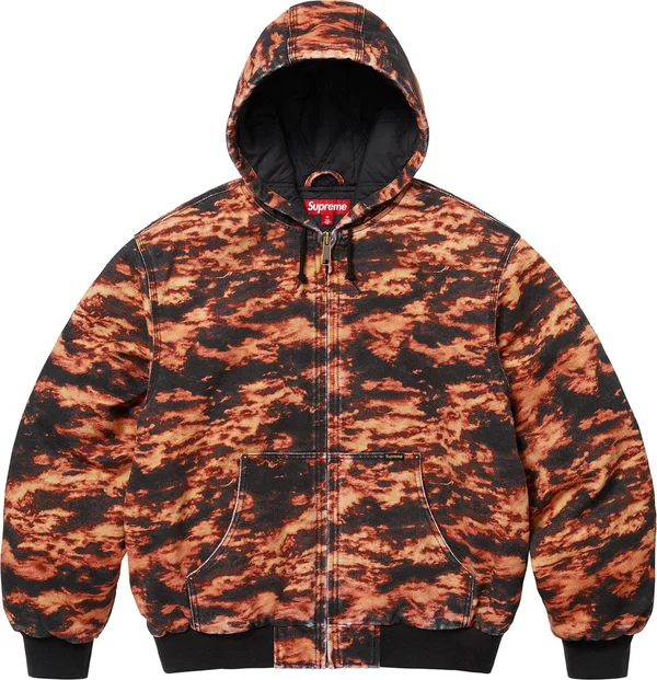 Supreme AOI Embroidered Hooded Work Jacket - Flames (front)