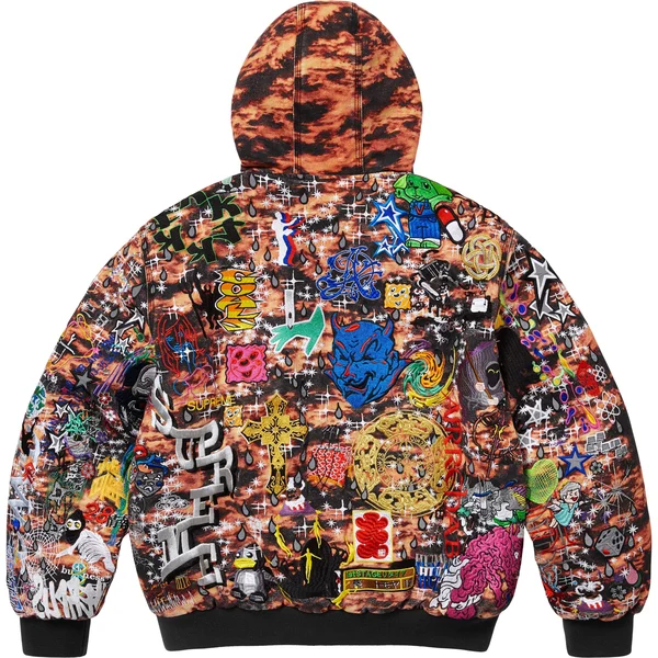 Supreme AOI Embroidered Hooded Work Jacket - Flames (front)