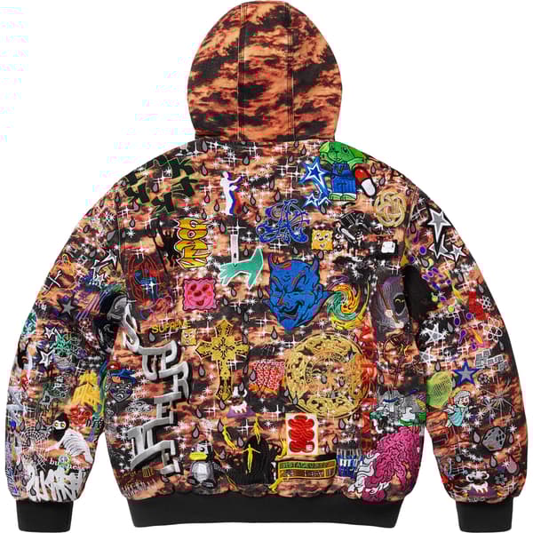 Supreme AOI Embroidered Hooded Work Jacket - Flames (front)