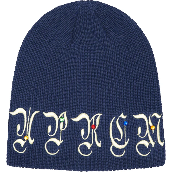 Supreme AOI Gems Beanie - Dark Royal (front)