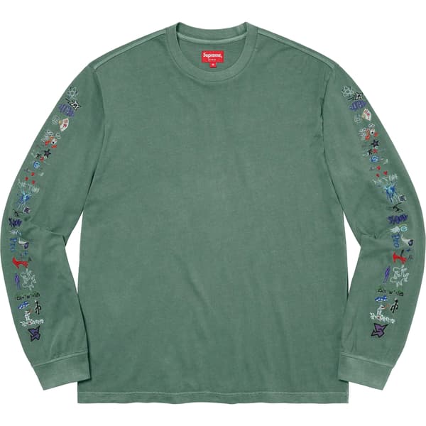 Supreme AOI Icons L/S Top - Dusty Green (front)