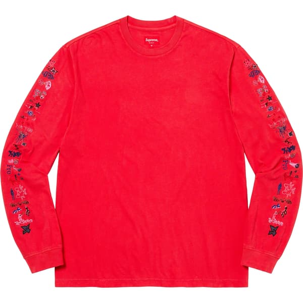Supreme AOI Icons L/S Top - Washed Red (front)
