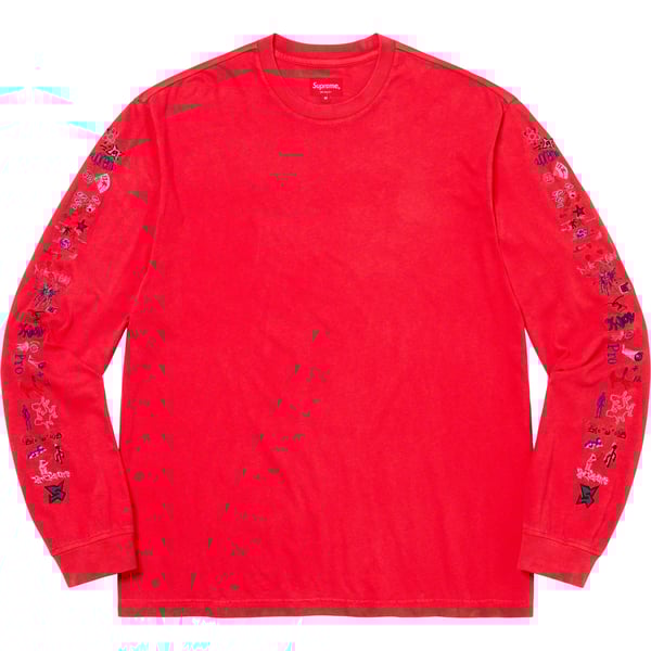 Supreme AOI Icons L/S Top - Washed Red (front)