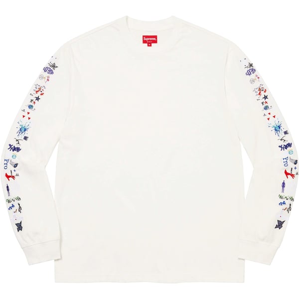 Supreme AOI Icons L/S Top - White (front)