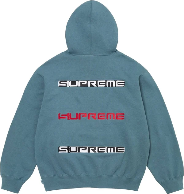 Supreme AOI Stacked Hooded Sweatshirt - Slate (front)