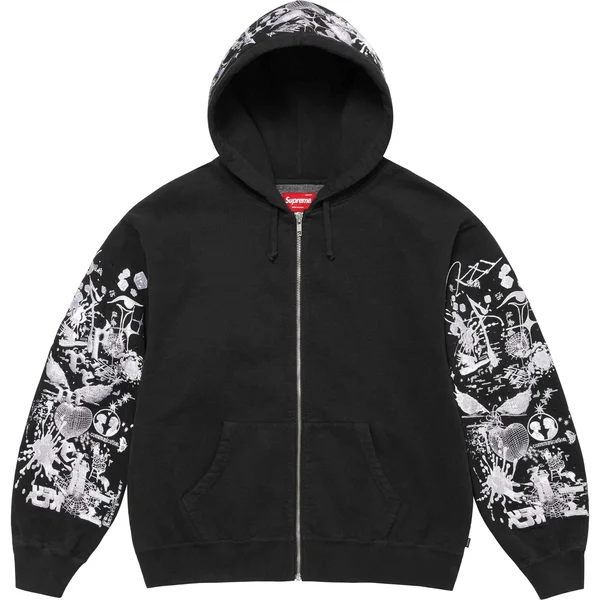 Supreme AOI Zip Up Hooded Sweatshirt - Black (front)