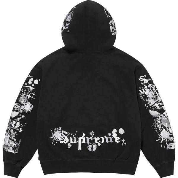 Supreme AOI Zip Up Hooded Sweatshirt - Black (front)