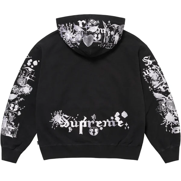 Supreme AOI Zip Up Hooded Sweatshirt - Black (front)