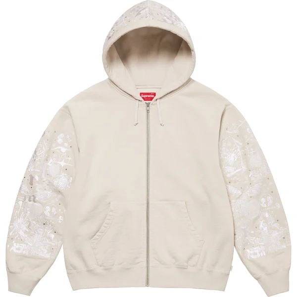 Supreme AOI Zip Up Hooded Sweatshirt - Natural (front)