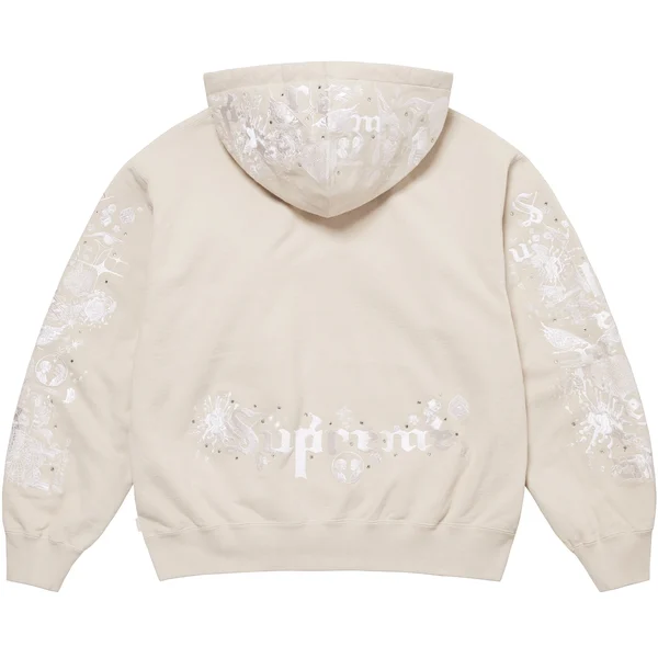 Supreme AOI Zip Up Hooded Sweatshirt - Natural (front)