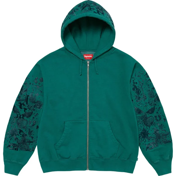 Supreme AOI Zip Up Hooded Sweatshirt - Teal (front)