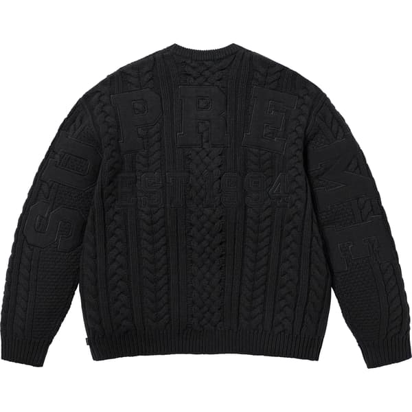Supreme Appliqué Cable Knit Sweater - Black (front)