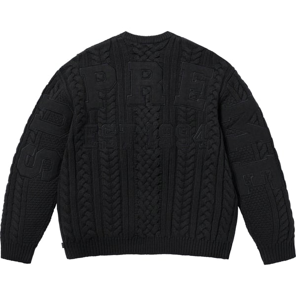 Supreme Appliqué Cable Knit Sweater - Black (front)