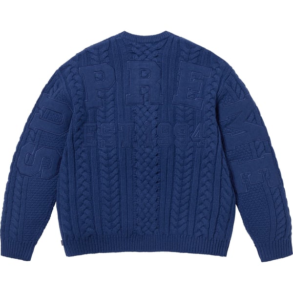 Supreme Appliqué Cable Knit Sweater - Navy (front)