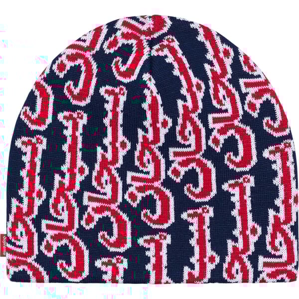 Supreme Arabic Jacquard Beanie - Navy (front)