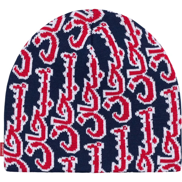 Supreme Arabic Jacquard Beanie - Navy (front)