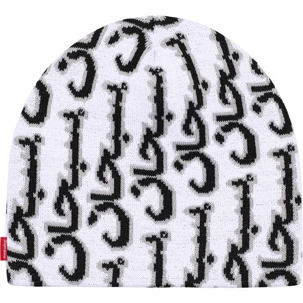 Supreme Arabic Jacquard Beanie - White (front)