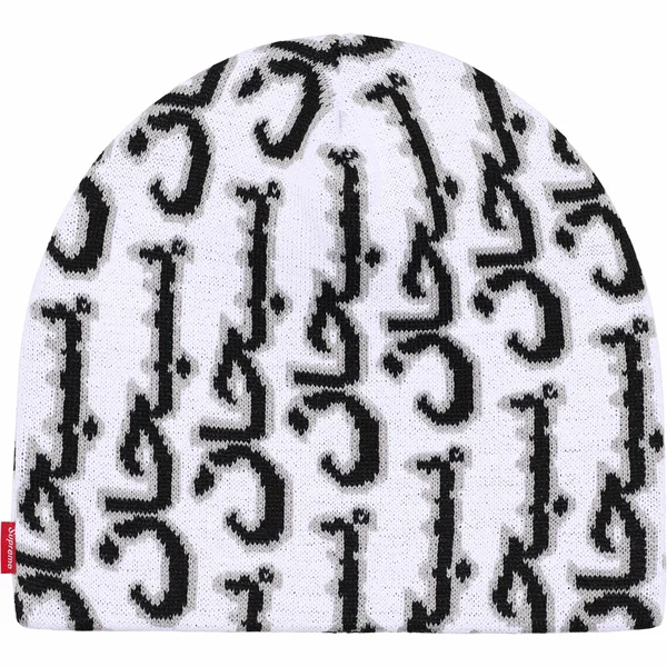Supreme Arabic Jacquard Beanie - White (front)