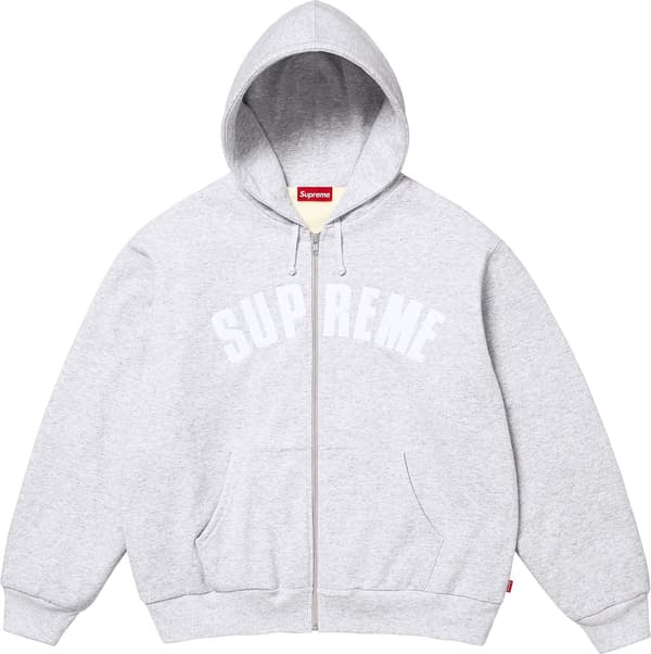 Supreme Arc Thermal Lined Zip Up Hooded Sweatshirt - Ash Grey (front)