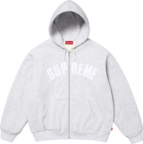 Supreme Arc Thermal Lined Zip Up Hooded Sweatshirt - Ash Grey (front)