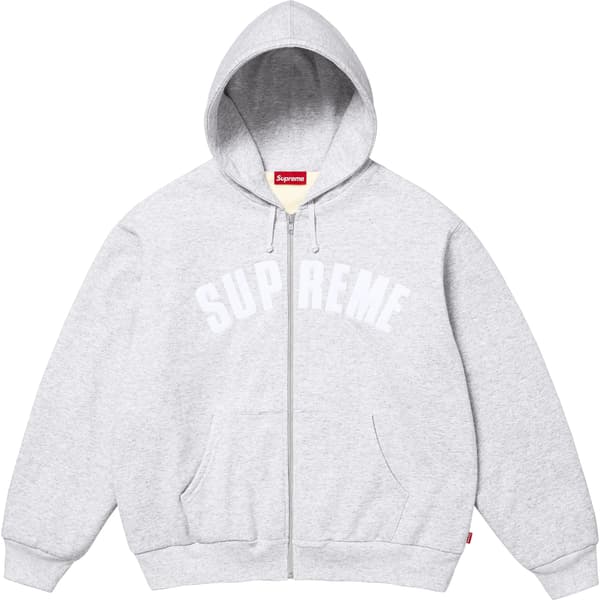 Supreme Arc Thermal Lined Zip Up Hooded Sweatshirt - Ash Grey (front)