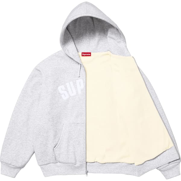 Supreme Arc Thermal Lined Zip Up Hooded Sweatshirt - Ash Grey (front)