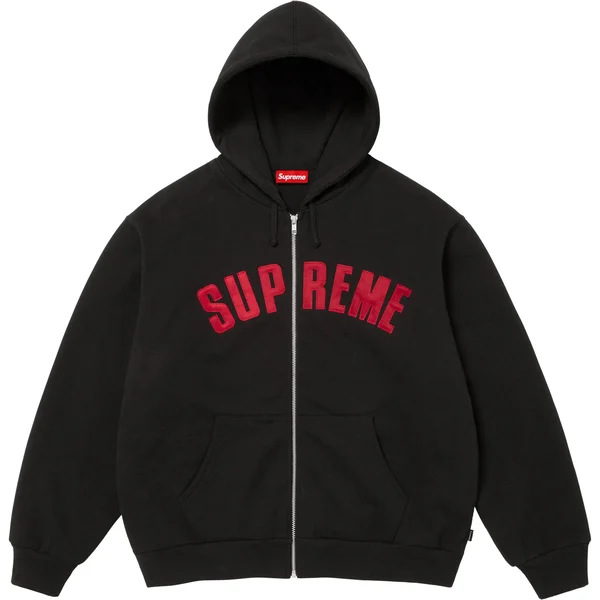Supreme Arc Thermal Lined Zip Up Hooded Sweatshirt - Black (front)