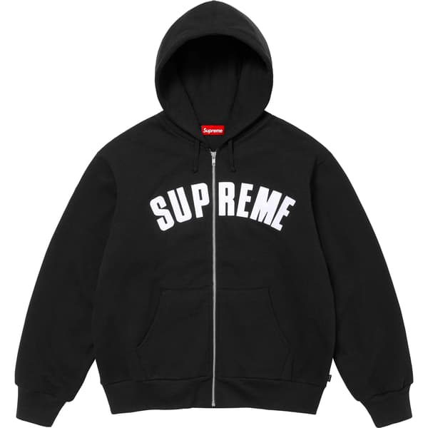 Supreme Arc Thermal Lined Zip Up Hooded Sweatshirt - Black (front)