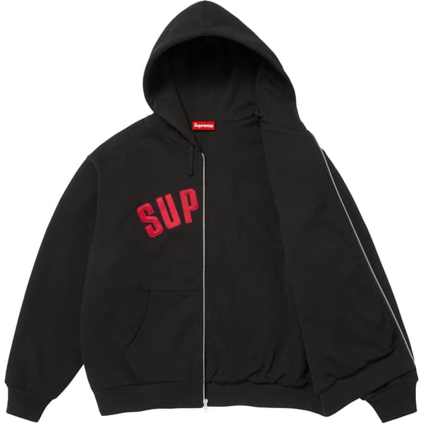 Supreme Arc Thermal Lined Zip Up Hooded Sweatshirt - Black (front)