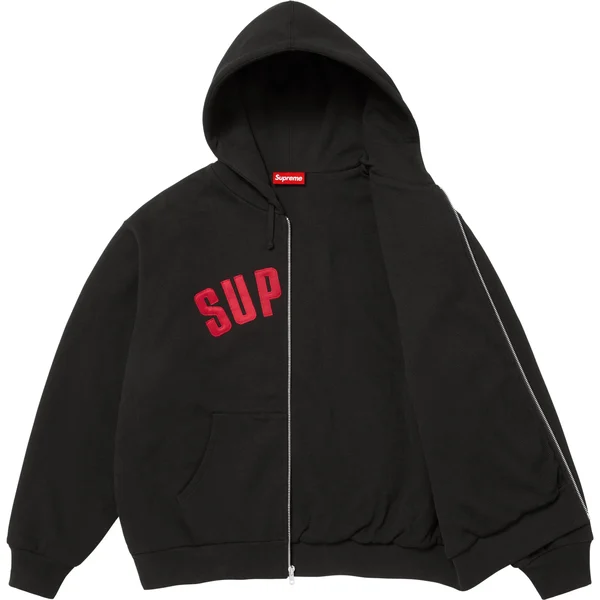 Supreme Arc Thermal Lined Zip Up Hooded Sweatshirt - Black (front)