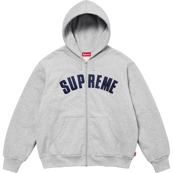 Supreme Arc Thermal Lined Zip Up Hooded Sweatshirt - Heather Grey (front)