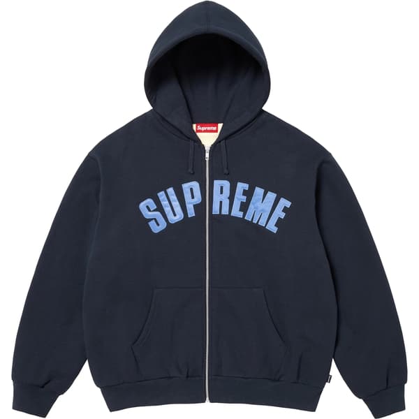 Supreme Arc Thermal Lined Zip Up Hooded Sweatshirt - Navy (front)