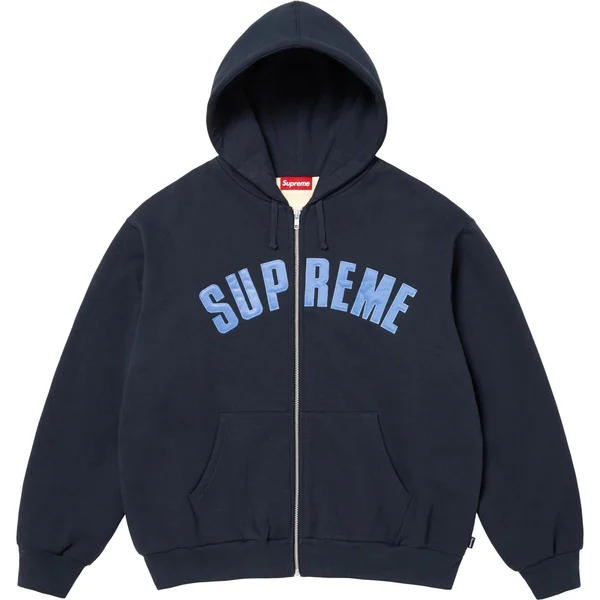 Supreme Arc Thermal Lined Zip Up Hooded Sweatshirt - Navy (front)