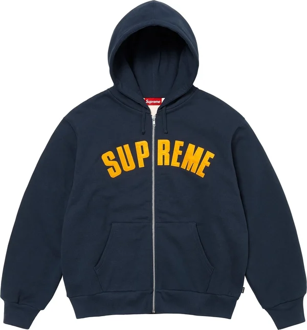 Supreme Arc Thermal Lined Zip Up Hooded Sweatshirt - Navy (front)