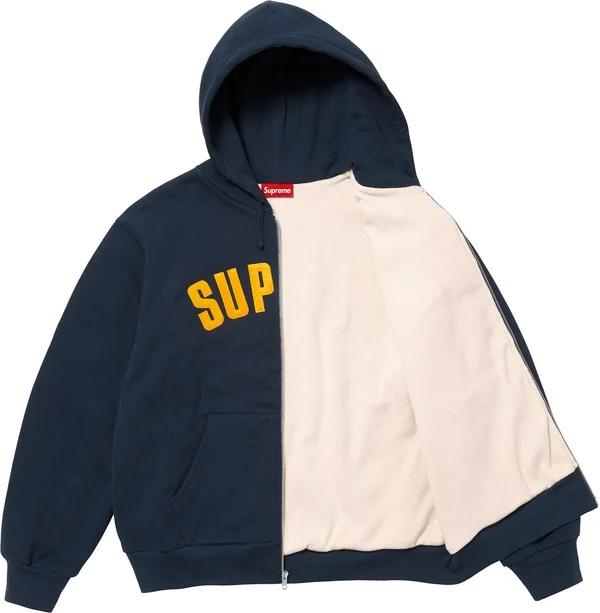 Supreme Arc Thermal Lined Zip Up Hooded Sweatshirt - Navy (front)