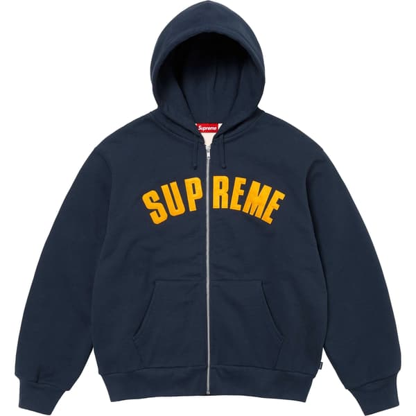 Supreme Arc Thermal Lined Zip Up Hooded Sweatshirt - Navy (front)