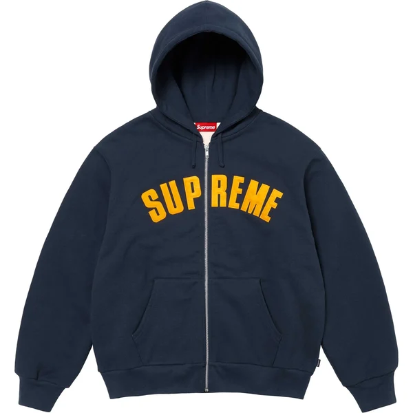 Supreme Arc Thermal Lined Zip Up Hooded Sweatshirt - Navy (front)