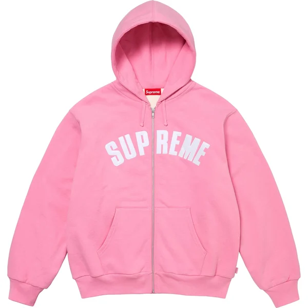 Supreme Arc Thermal Lined Zip Up Hooded Sweatshirt - Pink (front)
