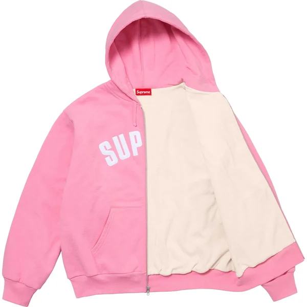 Supreme Arc Thermal Lined Zip Up Hooded Sweatshirt - Pink (front)