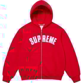 Supreme Arc Thermal Lined Zip Up Hooded Sweatshirt Red