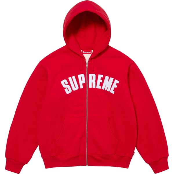 Supreme Arc Thermal Lined Zip Up Hooded Sweatshirt - Red (front)