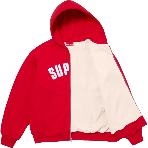 Supreme Arc Thermal Lined Zip Up Hooded Sweatshirt - Red (front)