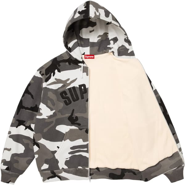Supreme Arc Thermal Lined Zip Up Hooded Sweatshirt - Snow Camo (front)
