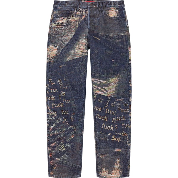 Supreme Archive Denim Jacquard Regular Jean - Blue (front)