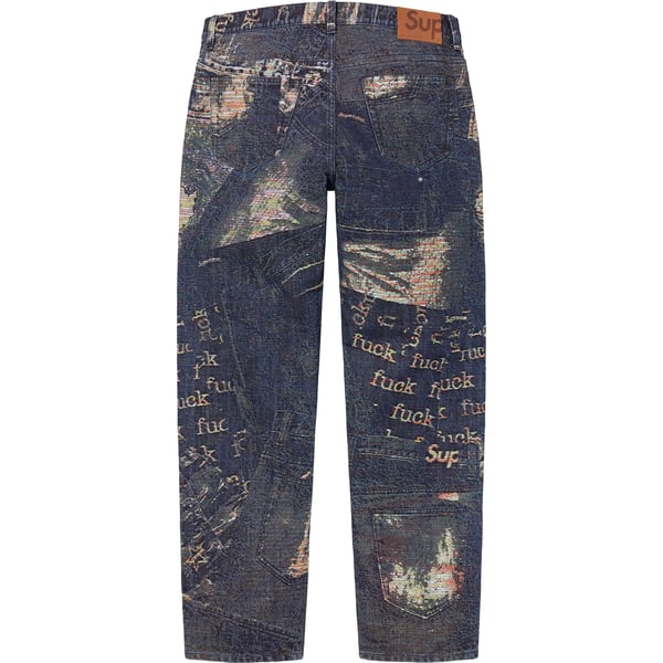 Supreme Archive Denim Jacquard Regular Jean - Blue (front)