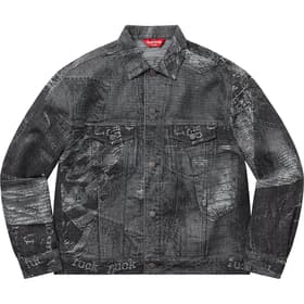Supreme Archive Denim Jacquard Trucker Jacket Black