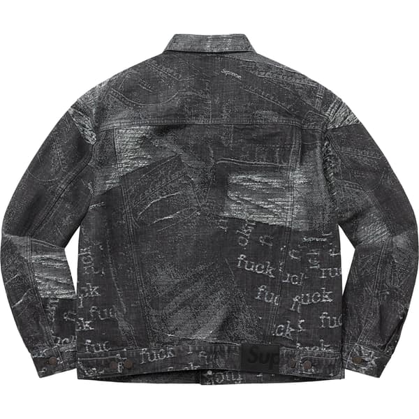 Supreme Archive Denim Jacquard Trucker Jacket - Black (front)